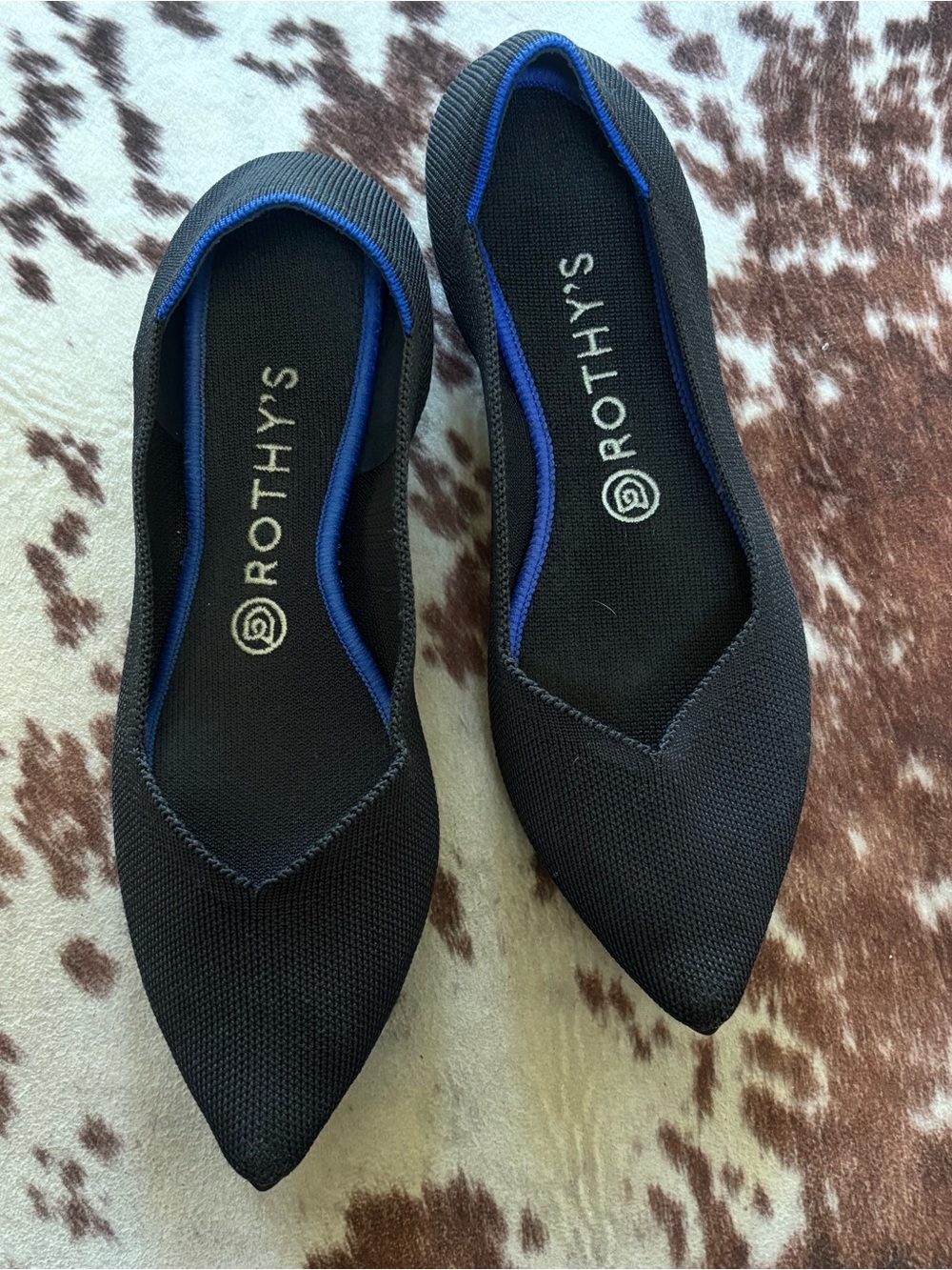 Rothy’s The Point Black Knit Pointed Toe Flats Women’s Size 9 - Picture 2 of 4